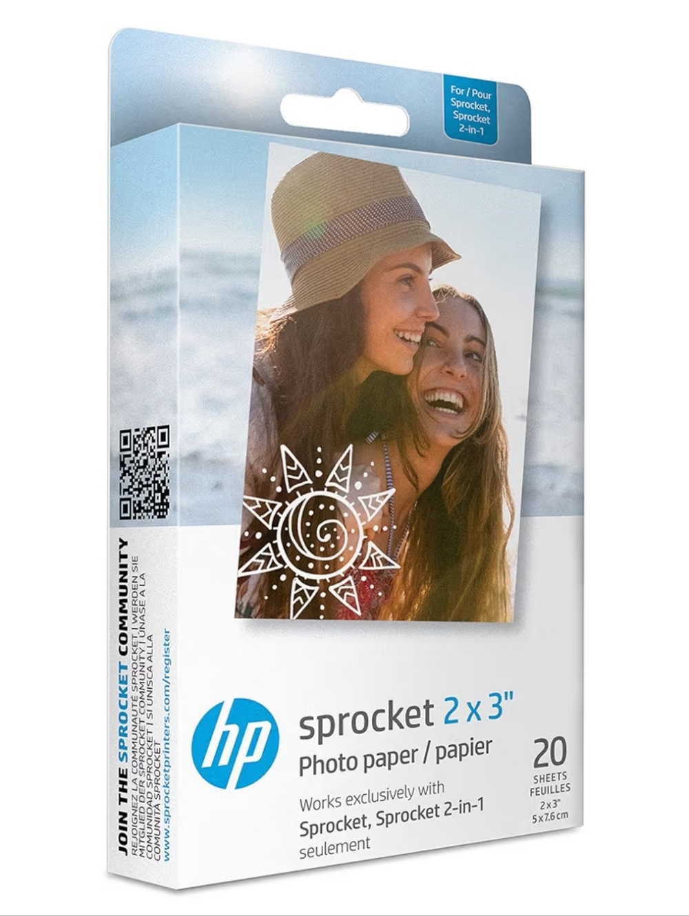 HP Sprocket Photo Paper Pack - White and Light Blue